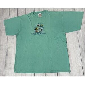 Vintage Belize Aggressor T Shirt Fish Sea Graphics Embroidered Tultex Size XL
